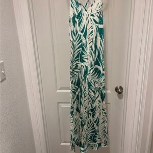 Forever 21 Teal and White Leaf Pattern Dress